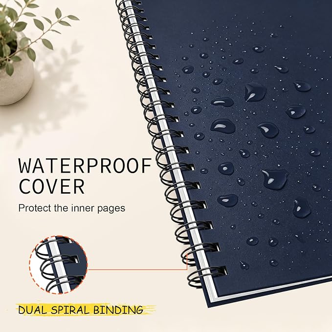 4 Pack Blank Spiral Notebook 8.5"x11" Hardcover Sketch Book | A4 large unlined,120 pages, 100gsm thick paper,for women men,for school office home note taking drawing,classic dark colors