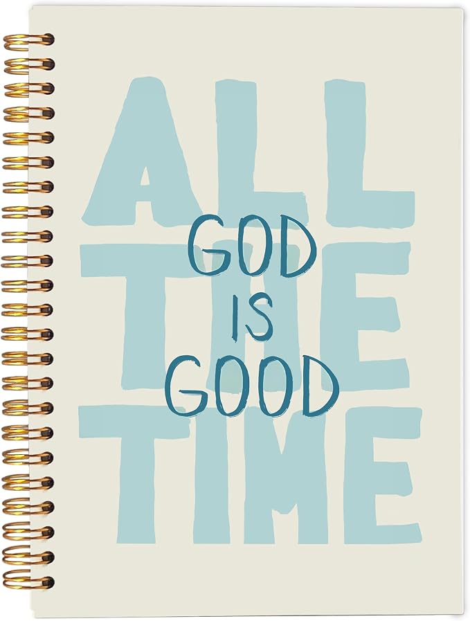 Ecezatik Blue Christian Notebook Journal, God Is Good All the Time Bible Notebook for Note Taking, Christian Gifts for Women, Religious Scripture Spiral Journal 5.5x8.3 Inch