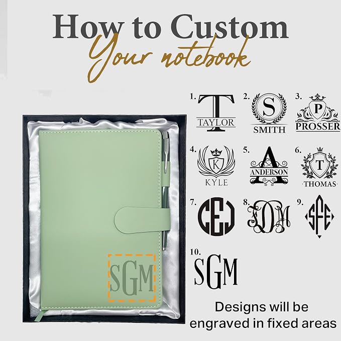 Personalized Notebook with Gift Box & Pen, Monogrammed Journal with Name | PU Leather, Custom Gift for Men/Women, Engraved Journals To Write In, Birthday Anniversary Corporate, Keepsake, Business Gift