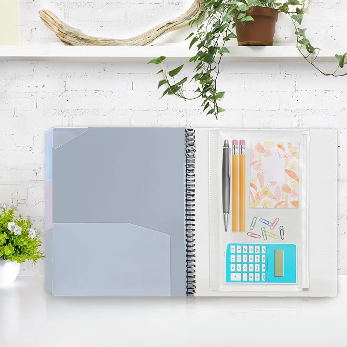 H4D 24 Pocket Poly Project Organizer, Multi Pocket Folder, Pastel Colors | Spiral, Multi-Subject, Folder Notebook, Letter Size