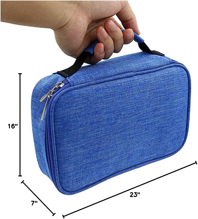 BTSKY® High Capacity Zipper Pens Pencil Case- Multi-Functional Stationery Pencil Pouch 72 Slots Colored Pencil Case Portable Pencil Bags With 2 Removable Sleeves(Blue)