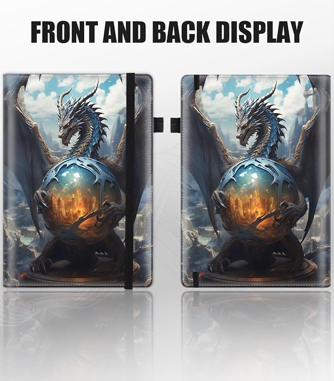 Hardcover Executive Notebooks, A5 PU Leather Lined Journal Notebook, 200 Pages Thick Paper Subject Notebooks for School,Work,Home Writing Business Notebook, Diary Book ， Dragon