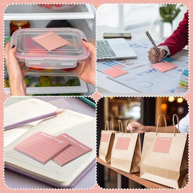 Yinder 24 Pcs Inspirational Sticky Notes, Back to School Supplies, Cute Motivational Sticky Notes Pad Employee Appreciation Gifts Bulk for Teacher Coworker Office 3 x 3'' (Inspirational,Rose Gold)