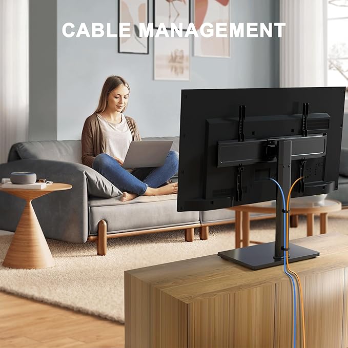 XINLEI Universal Swivel TV Stand Base Table Top TV Stand for 32-75 Inch TVs 60 Degree Swivel, 12 Height Adjustable Monitor Mount Stand, Max VESA 600x400mm,Holds up to 99lbs TS204
