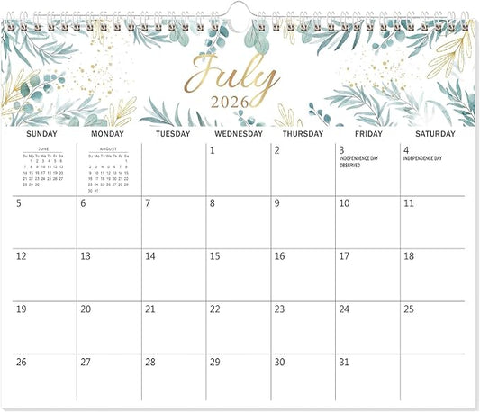 GuassLee Wall Calendar 2026, 19-Months Hanging Desk/Wall Calendar Runs From Jun. 2026 to Dec. 2027, 14" x 11.5" Monthly Planner Wall with Thick Paper, Plant Design for Office School Home Organizing