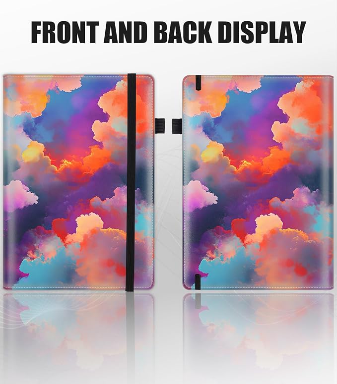 Hardcover Executive Notebooks, A5 PU Leather Lined Journal Notebook, 200 Pages Thick Paper Subject Notebooks for School,Work,Home Writing Business Notebook, Diary Book ，Colorful Sky