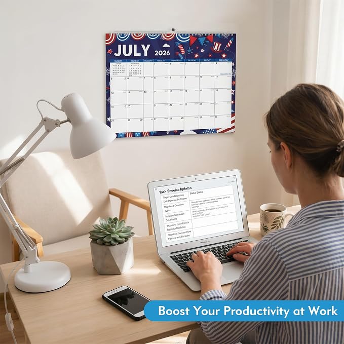 Comix 2026-2027 Wall Calendar, 18 Months Jul 2026 - Dec 2027 Monthly Planner, 120 GSM Thick Paper Lined Blocks, Hanging Calendar for Home Office Classroom, 14 x 11 Inch