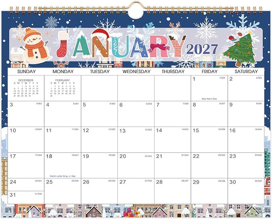 2027 Wall Calendar - Calendar 2027-2028, Jan 2027-Dec 2028,14.6'' x 11.5'' | 2 Year Wall Calendar 12 Theme with Hanging Hook, Plenty Writing Area for School, Home, Office Organization