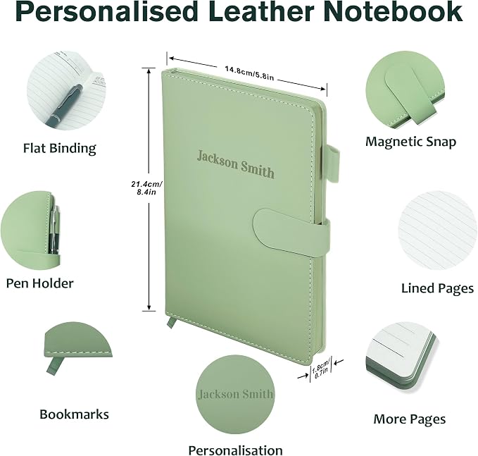 Personalized Notebook with Gift Box & Pen, Custom Text Leather Journal | Customized Gift for Men/Women, Engraved Journals To Write In, Birthday, Best Friend, Mom, Sister, Corporate, Business Gift