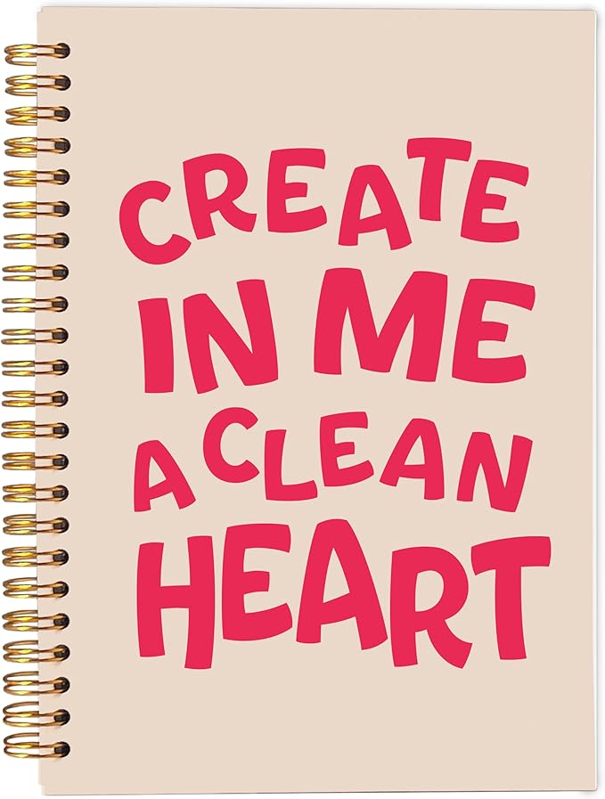 Ecezatik Pink Christian Notebook Journal, Prayer Notebook for Woman, Christian Gifts for Women Faith, Create in Me a Clean Heart Religious Spiral Journal 5.5x8.3 Inch
