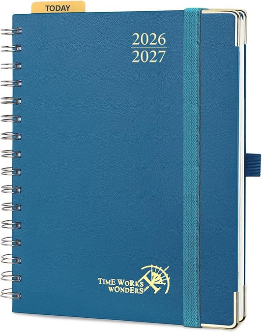 POPRUN 2026-2027 Weekly Planner 6.25" x 8.5" Weekly and Monthly Planner | Jul 2026 - Jun 2027 Daily Agenda Book with Hourly Schedule, Tabs, Hardcover, School and Office Supplies- Night Sky Navy Blue