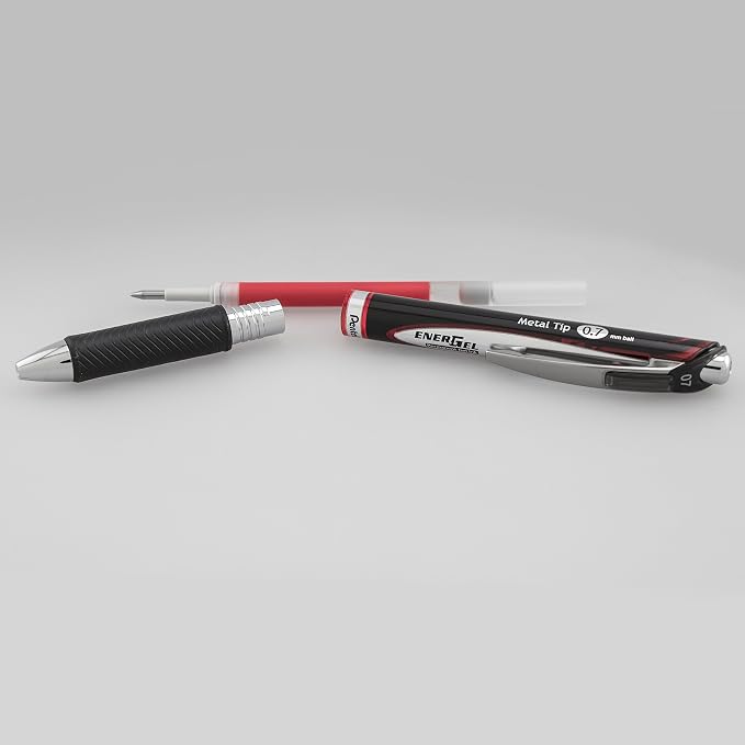 Pentel EnerGel Pro Permanent Gel Ink Pen, (0.7mm) Assorted Colors, 3 Pack (BLP77BP3M), black/red/blue