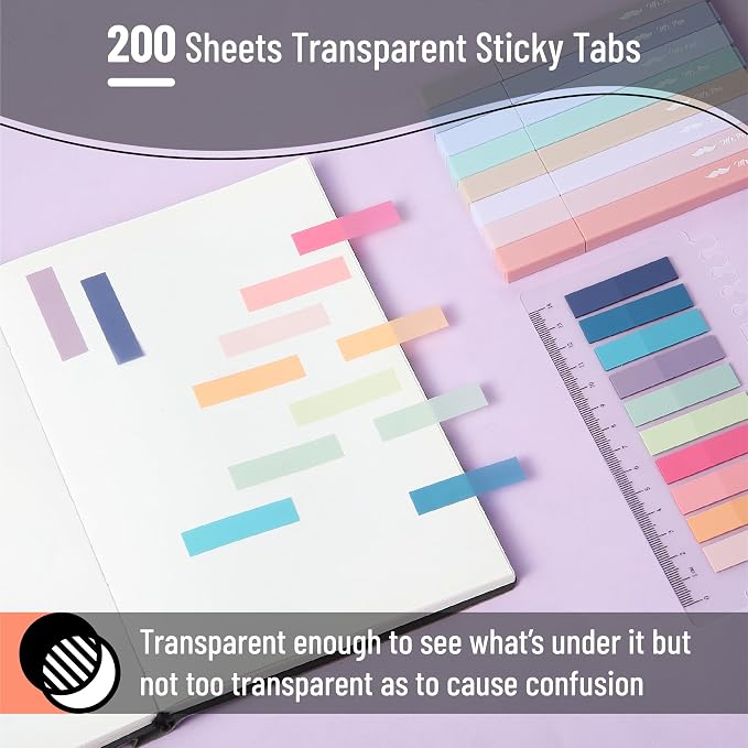 Mr. Pen- Aesthetic Highlighters and Gel Pens, 16 Pack | 200 Sheets Transparent Sticky Tabs, Fine Point 0.7mm