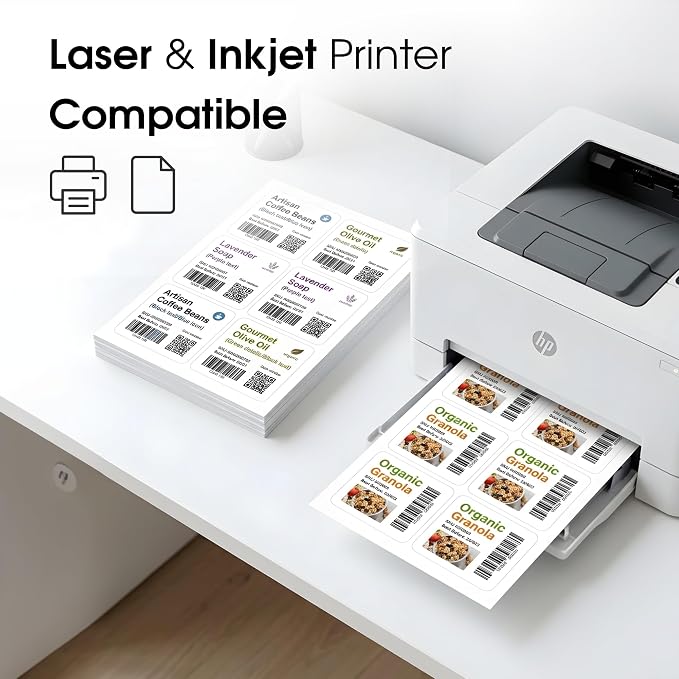 4" X 3.33" Matte White Printable Shipping Labels (30 Sheets, 180 Stickers) Address and Mailing Labels for Laser & Inkjet Printers - Spartan Industrial Template R015