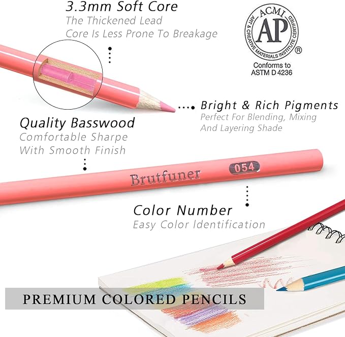 LBW Colored Pencils for Adult Coloring Books, 300 Oil Based Soft Core Professional Color Pencils Set for Artists Beginners, Ideal for Coloring Sketching Drawing Blending