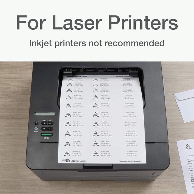 Redi-Tag Printable Address Labels, Customizable Stickers, 1" x 2-5/8", White, 3000 Blank Mailing and Shipping Labels, for Laser Printers Only (1009572)