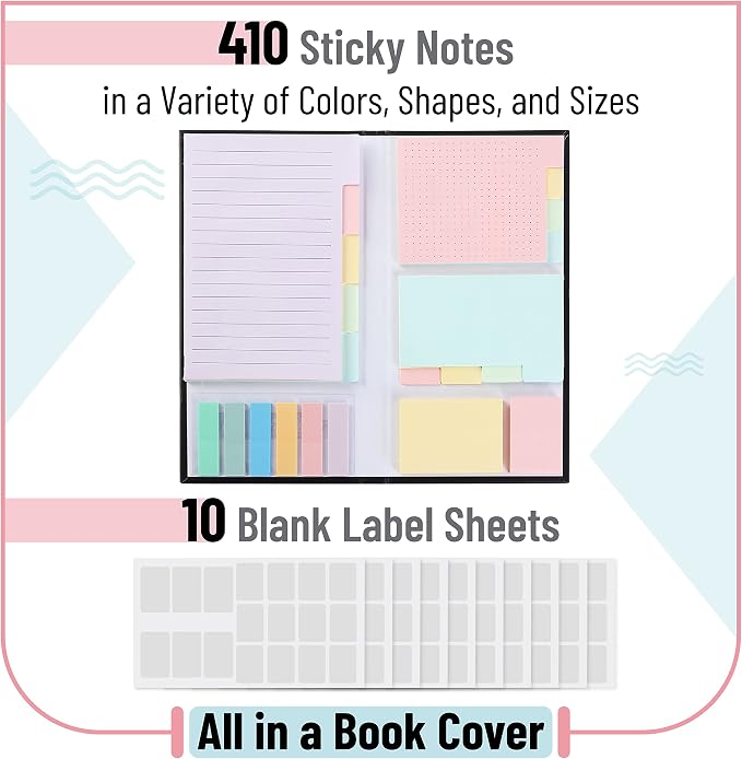 Mr. Pen- Sticky Notes Set, 410 Pack, Ruled | Dotted & Blank Notes with 150 Index Tabs, Divider Sticky Pads for Bible Study, Office, School, Planning