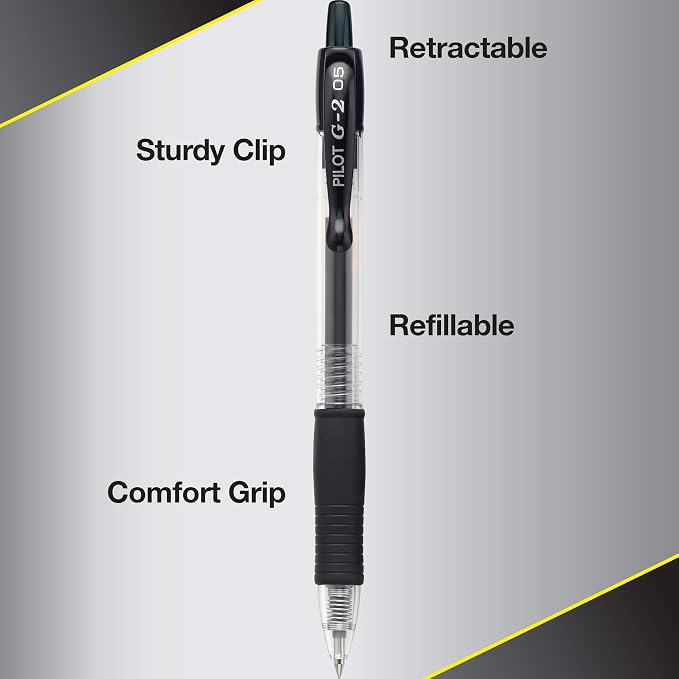 PILOT G2 Premium Refillable and Retractable Rolling Ball Colored Gel Pens, Extra Fine Point, 0.5mm, Assorted Color Inks, 5 Count (Pack of 2)