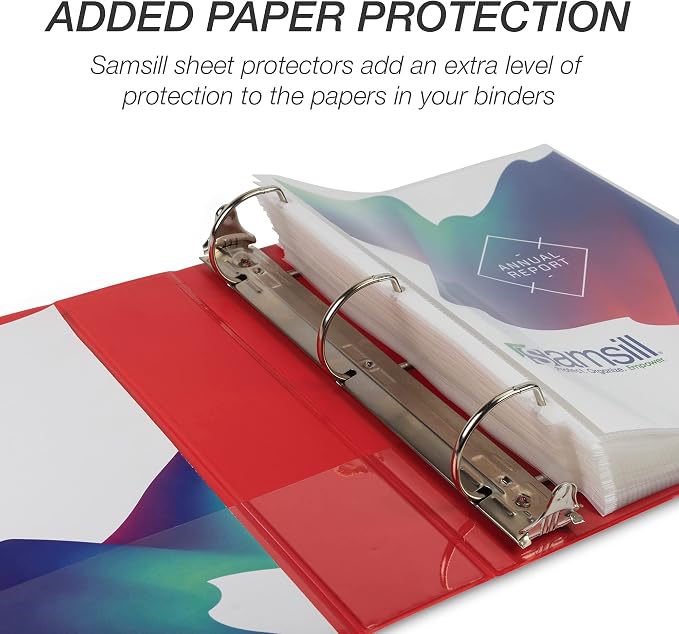 Samsill Durable 2 inch 3 Ring Binder, D Ring Binder, 100% Recycled Chipboard, Red