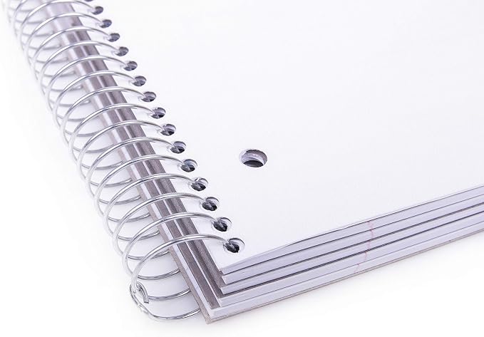 Mintra Office Durable Spiral Notebooks, 5 Subject (White, Wide Ruled 1pk)