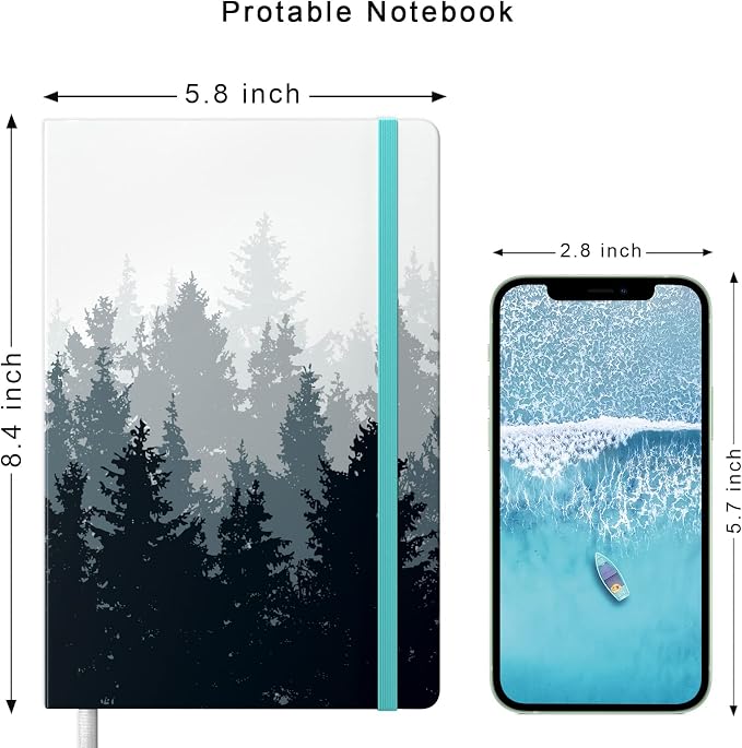 Lined Journal Notebook, Hardcover Journal for Women, Medium 5.7 x 8.4 in, 160 Pages Thick Paper, Cute Aesthetic Floral College Ruled Notebook for Journaling Writing Work Office School, Forest