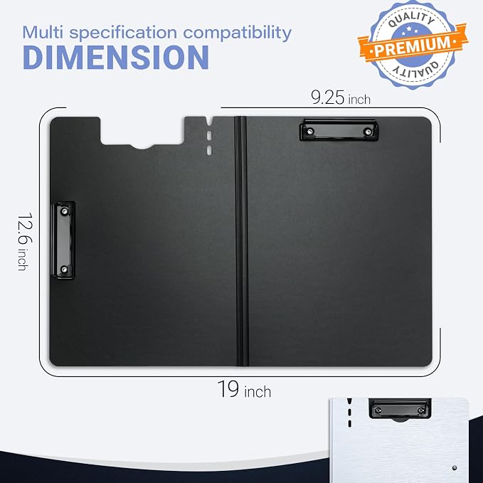 Clipboard Folder, with Dual Metal Clips, Embossed-Texture, Folding 360° Rotating, Nursing Clipboard for Letter and A4, Pen Holder (Silver, 5)