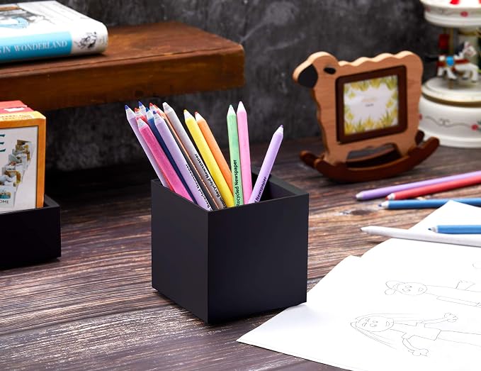 Bostitch Office Konnect Desk Organizer Accessory Tray & Storage Cup Bundle, Stacks for Desktop Storage,Makeup Organization, Black
