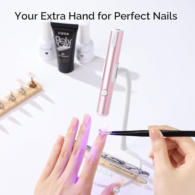 L'UGX Magnetic Handheld uv Light for Gel Nails Stand – 360° Rotating Iron Base Holder, Strong Magnetic Mount for Gel Nail Dryer Pen,Detachable Support for Manicure Table or Salon Use