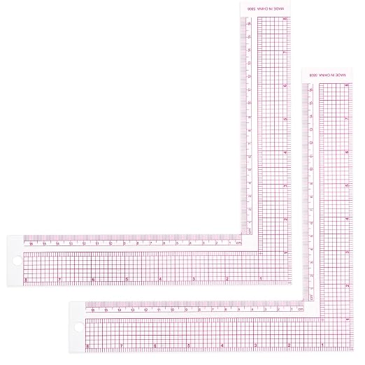 TIESOME 2 Pieces L-Square Rule Clear Sewing Ruler, Plastic Measure Tailor Ruler 90 Degree Clear Sewing Ruler Square Framing Measuring Tool Fabric Sewing Measuring Supplies for Pattern Making