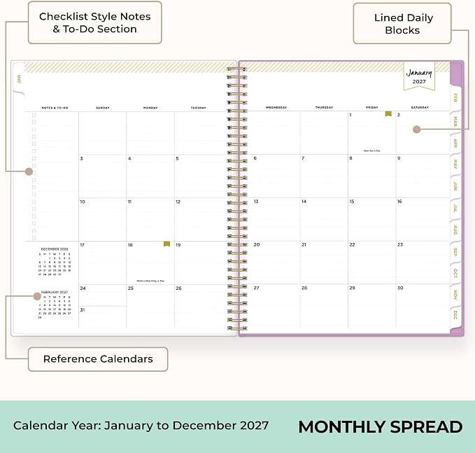Blue Sky 2027 Day Designer Weekly & Monthly Planner, 8.5"x11", Kerridge | January 2027 - December 2027, Clear Pocket Cover, Durable Twin Wire Binding, Storage Pocket, Stickers