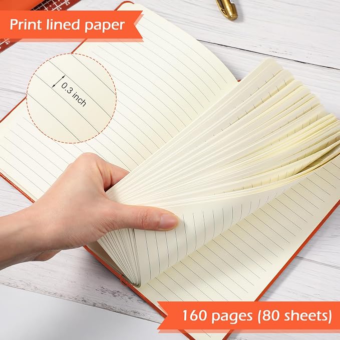 Honoson 20 Pack A5 Lined Journal Notebooks Hardcover Executive Notebook 5.5" x 8.3" PU Leather Wide Ruled Journals Bulk 160 Pages for Back to School Supplies Office Business Home (Orange)