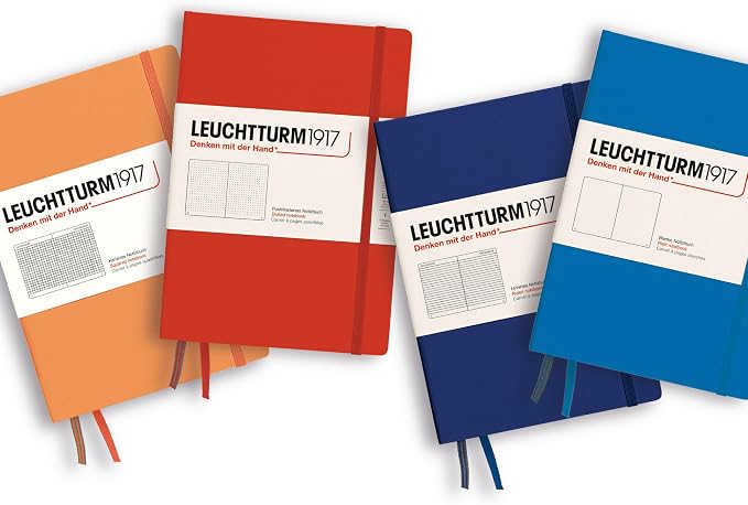 LEUCHTTURM1917 - Notebook Hardcover Medium A5-251 Numbered Pages for Writing and Journaling (Apricot, Squared)