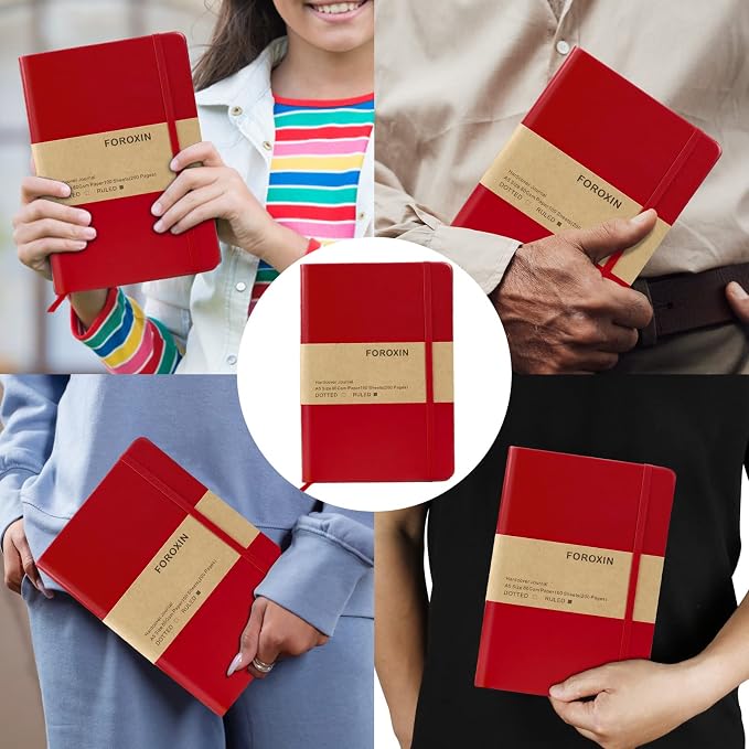 Journal notebook (A5-Lined, Red Color),192 Pages, Medium 5.7X8.3 inches - 80 gsm Thick Paper, Hardcover