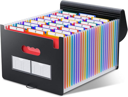 ThinkTex 26 Pockets Expandable File Folders, Accordion File Organizer | with 3 A-Z Alphabet Colored Tabs, Letter/A4 Size, Paper Coupon Bill Receipt Organizer for Classroom, Office Organization