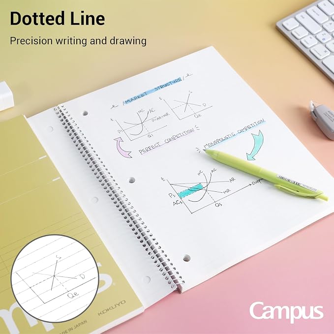 KOKUYO Spiral Notebooks, 3 Pack College Ruled 10-1/2" x 8" Lined Notebook | Campus Subject Notebooks, 80 Sheets, 3 Holes School Japanese Ring Journal for Work Study Note Taking, Yellow Orange Purple