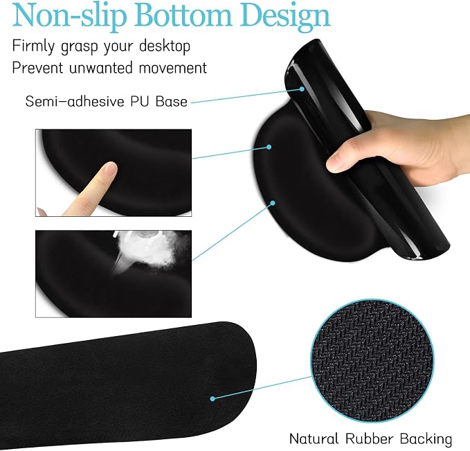 LIMKRIAN Black Mouse Pad Large Desk Mat Set, But Did You Document It Decor | Ergonomic Gel Wrist Rest, Computer Keyboard Mat, Memory Foam Wrist Support, Coaster, Office Desk Accessories Supplies Gifts