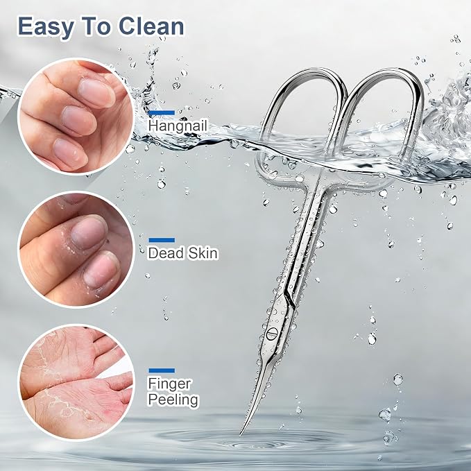 Cuticle Scissors, Curved Fine Tip, Men Women, Matte | Fine curved scissors for eyebrow, eyelash, cuticle and nail grooming. Small precision for manicure pedicure. Men women.