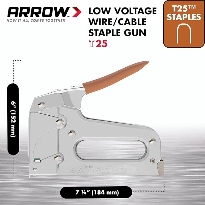 Arrow T59 Heavy Duty Staple Gun with Rear-Load Magazine | Heavy Duty Staple Gun for Voice and Data Cables and Wiring, Fits Wires up to 5/16-Inch Diameter