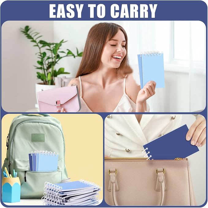 Epakh 24 Pcs Student Gift Bulk Pocket Spiral Notebook Memo Pads Mini Blank Pocket Notebooks 20 Sheets Per Notebook for School Classroom Home Office Nurses(Blue)