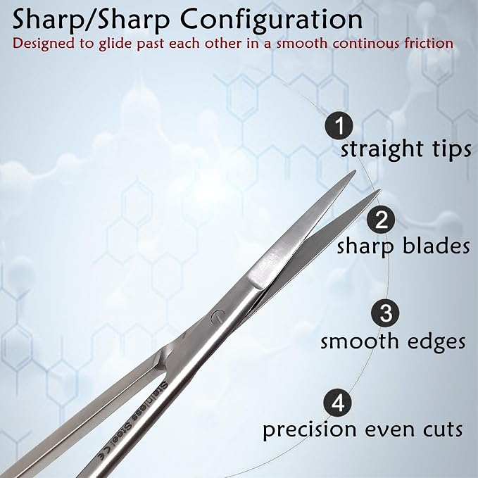 A2Z Iris Micro Tip Scissors 7" Straight, Nurse Essential Shears – Precision Stainless Steel Utility Scissors Suitable for Lab Use, First Aid kits, Training, Crafting, Sewing, Fly Tying & Grooming