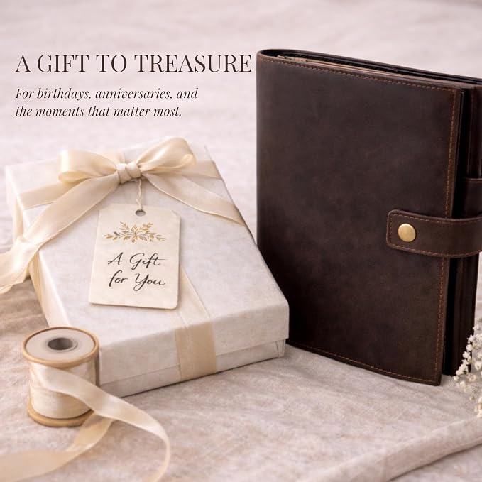 A5 Refillable Leather Journal for Men and Women with Pen, Leather Notebook, Bound Cover, Premium Writing Diary