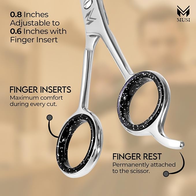 MUSI Hair Cutting Scissors 6.5" – Professional Razor-Sharp Barber Scissors for Men Women & Kids, Ergonomic Shears for Precise Haircuts, Long-Lasting Hair Trimming Shears for Home & Salon