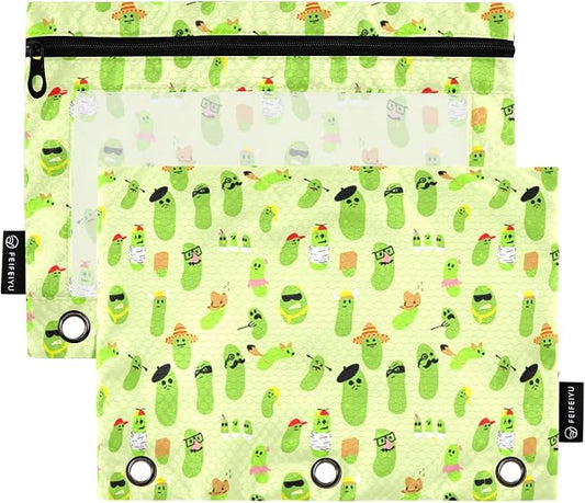 Pickles Pencil Pouches for 3 Ring Binder 2 Pack | Binder Pencil Case With Zipper Reinforced GrommetsPencil Bags for Office Organizers