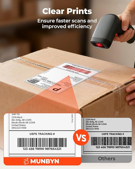 MUNBYN 4"x6" Thermal Printer Label, Shipping Labels, 220 Sheets/Roll | Compatible with Rollo, Jadens, Nelko, DYMO 4XL 1744907,1755120, No BPA and BPS, Print Clear and Sharp, Strong Adhesive