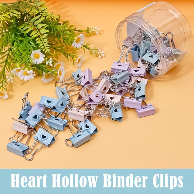 BAYTORY 40Pcs Pastel Binder Clips, 3/4 Inch (19 mm) Small Binder Clips | with Clear Storage Container, Paper Clamps for School Teachers Office Supplies (19 mm)