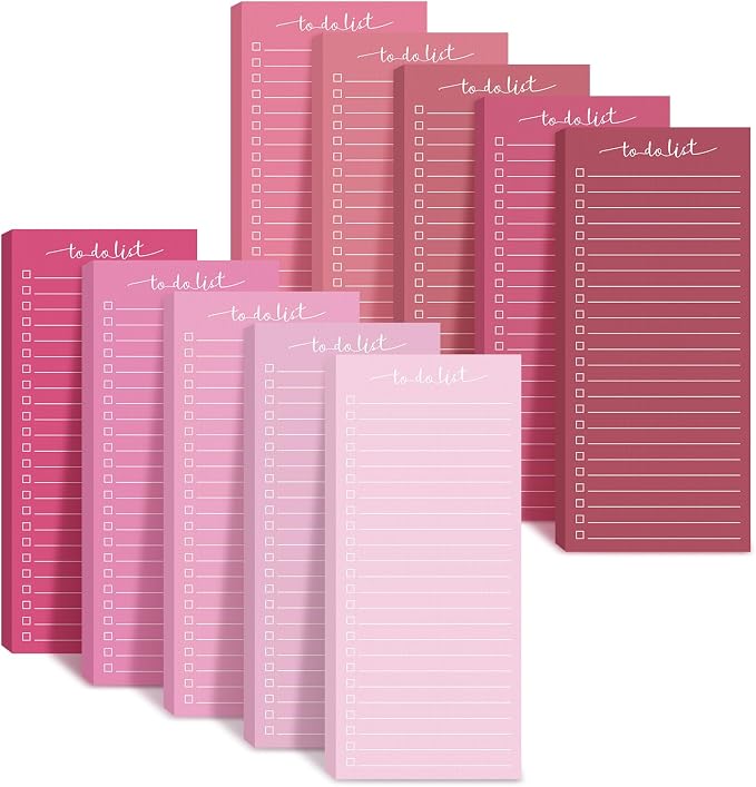 Censen 10 Pack 500 Sheets to Do List Notes Daily Checklist Notepad with 50 Sheets Undated Memo Pad Color Block Shopping List Weekly Plan Notepad Organizer Planners(Gradient Pink,Lined)