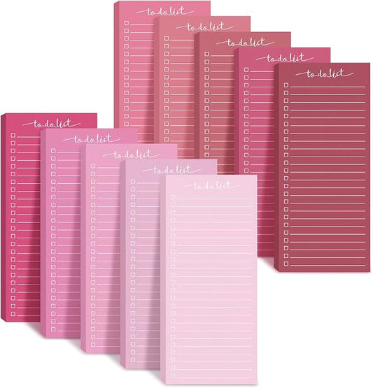 Censen 10 Pack 500 Sheets to Do List Notes Daily Checklist Notepad with 50 Sheets Undated Memo Pad Color Block Shopping List Weekly Plan Notepad Organizer Planners(Gradient Pink,Lined)