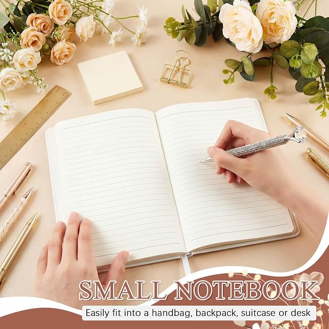 Resholder Rhinestone Pen & Glitter Notebook Set, Hard Cover Bling Diary Journal for Girls, Cute School Supplies for Back to School, Sparkly Desk Accessories Gift for Women(Rhinestone,A5,Rose Gold)