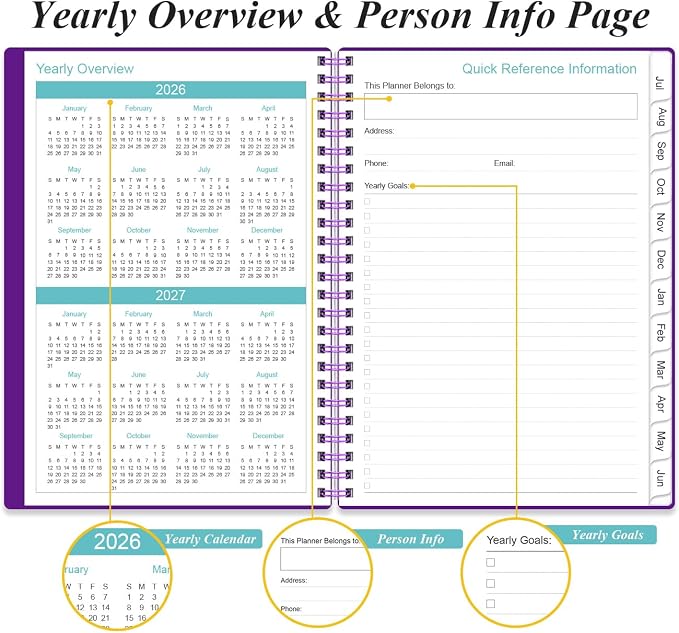 2026-2027 Appointment Book & Planner - Hourly Planner from July 2026 - June 2027, Weekly Appointment Book 2026-2027 with 30-Minute Interval, 6.4" x 8.5", Purple
