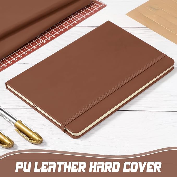 Honoson 20 Pack A5 Lined Journal Notebooks Hardcover Executive Notebook 5.5" x 8.3" PU Leather Wide Ruled Journals Bulk 160 Pages for Back to School Supplies Office Business Home (Brown)